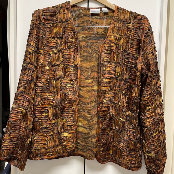 Chico’s Brown Jacket Size 0, 100% Silk - Picture 1 of 4